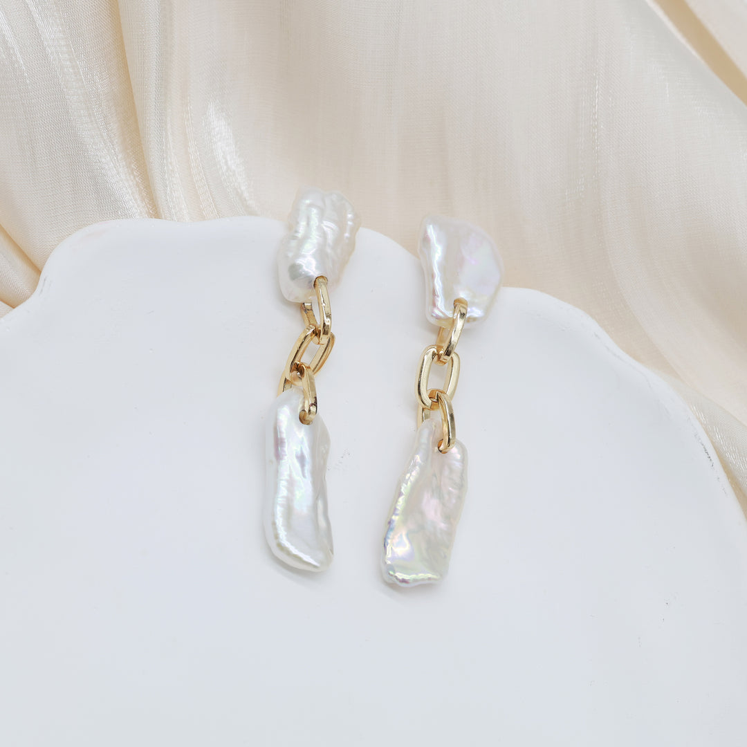 Baroque Stick Pearl Drop Earrings