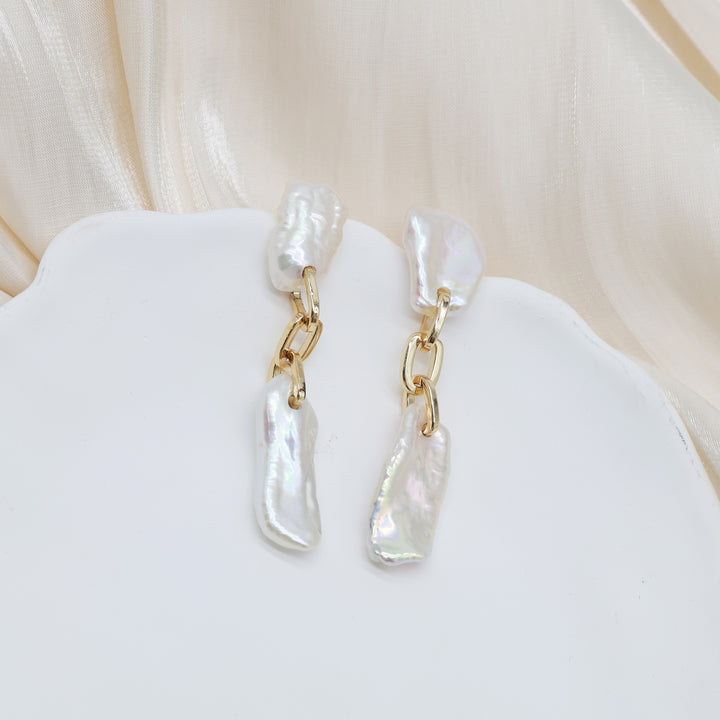 Baroque Stick Pearl Drop Earrings
