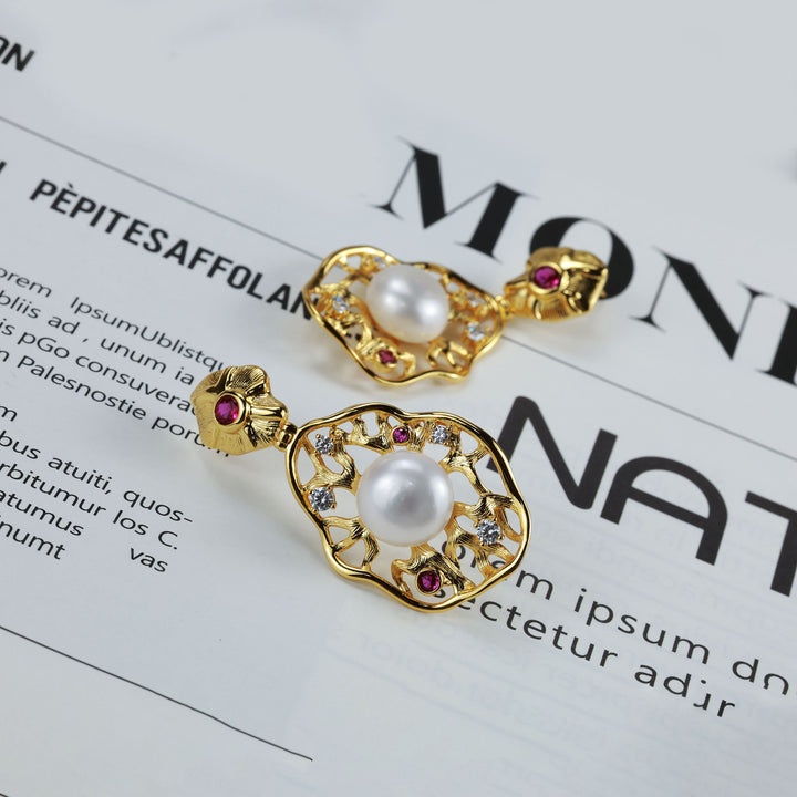 Baroque Frame Pearl Earrings