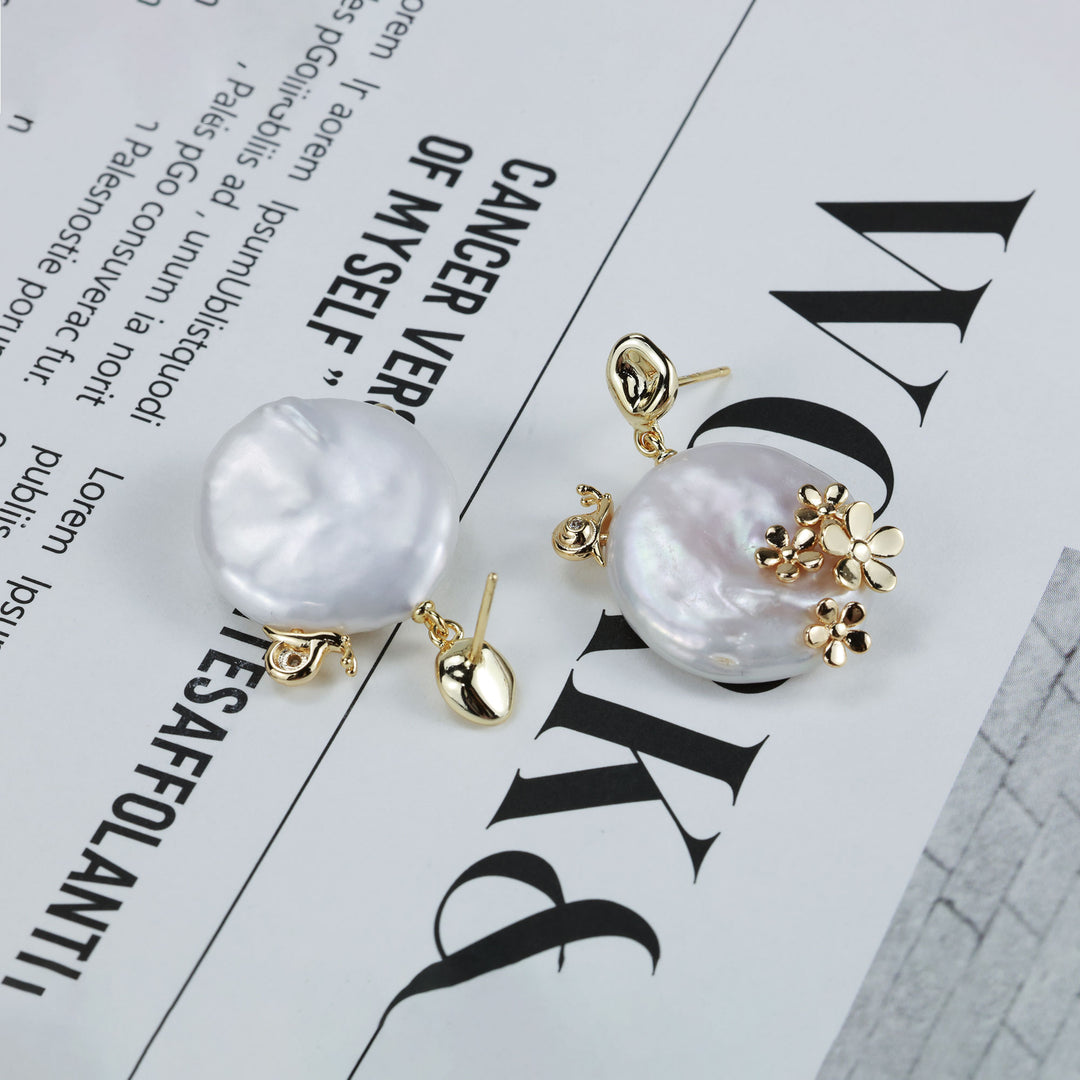 Floral Pearl Drop Earrings