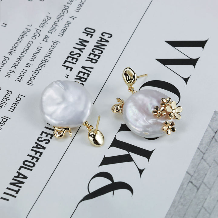 Floral Pearl Drop Earrings