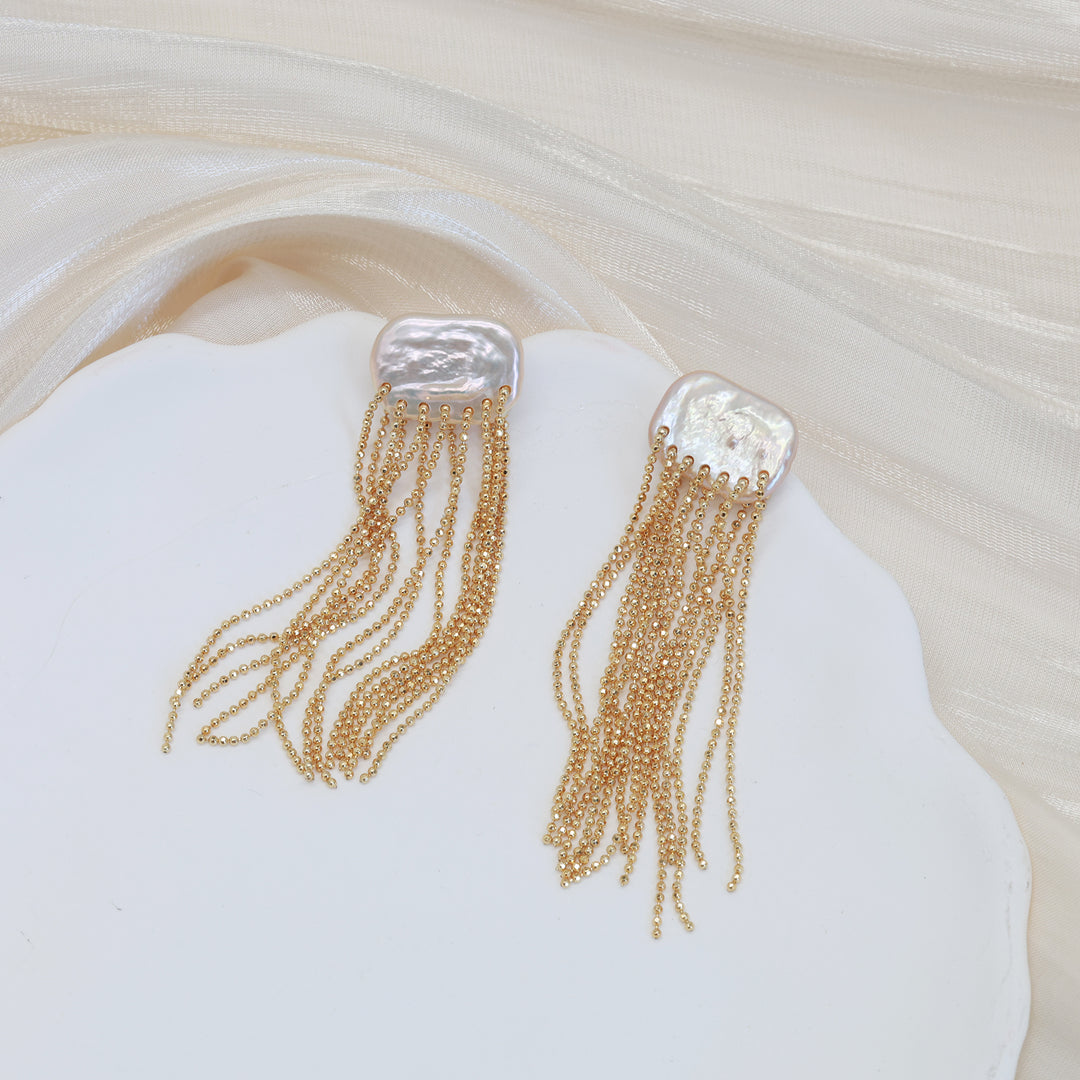 Celeste Pearl Fringe Earrings