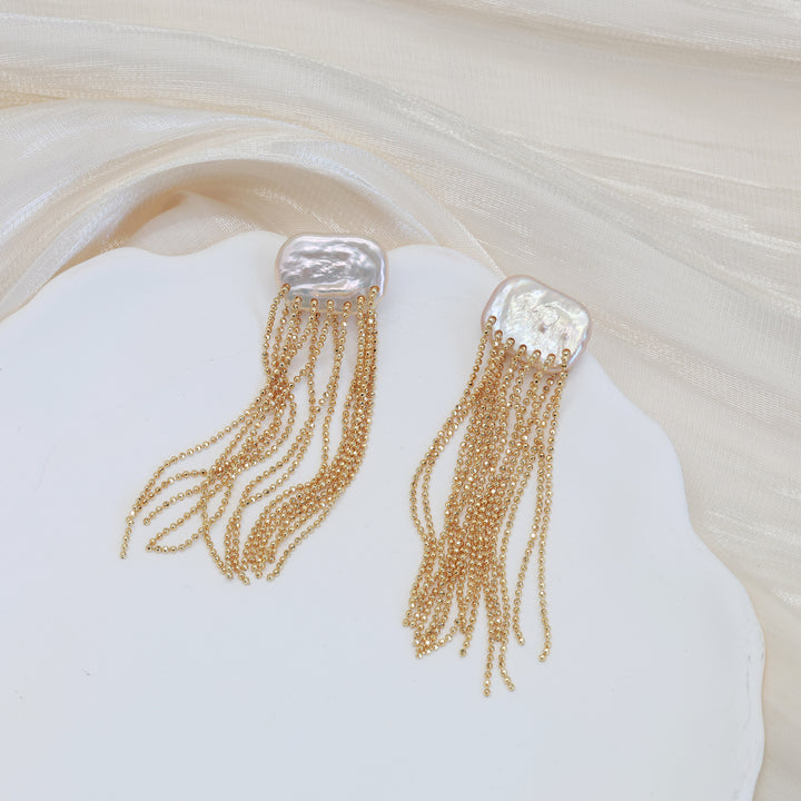 Celeste Pearl Fringe Earrings