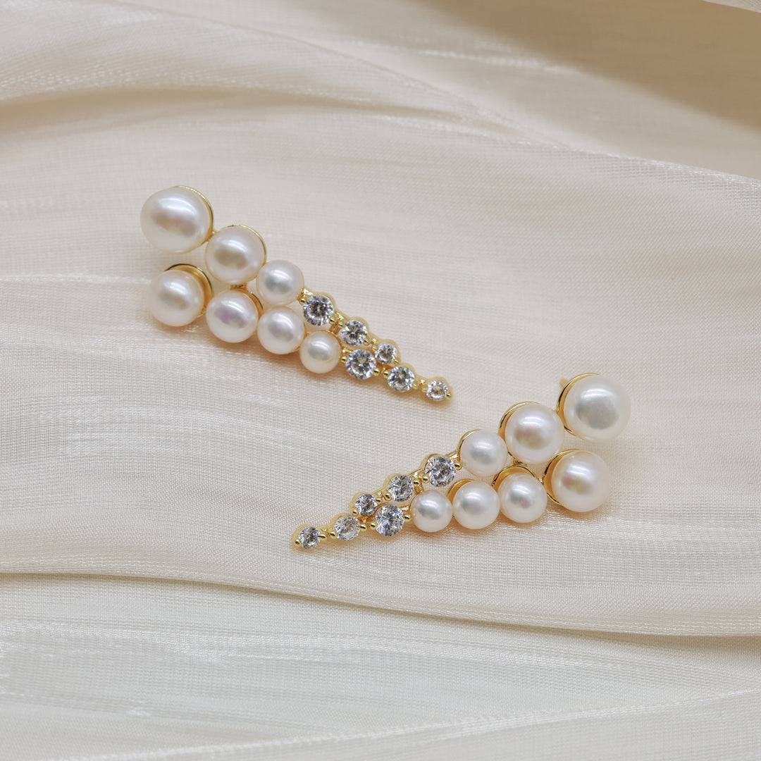 Pearl Cascade Crystal Earrings