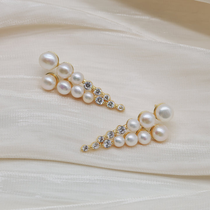 Pearl Cascade Crystal Earrings
