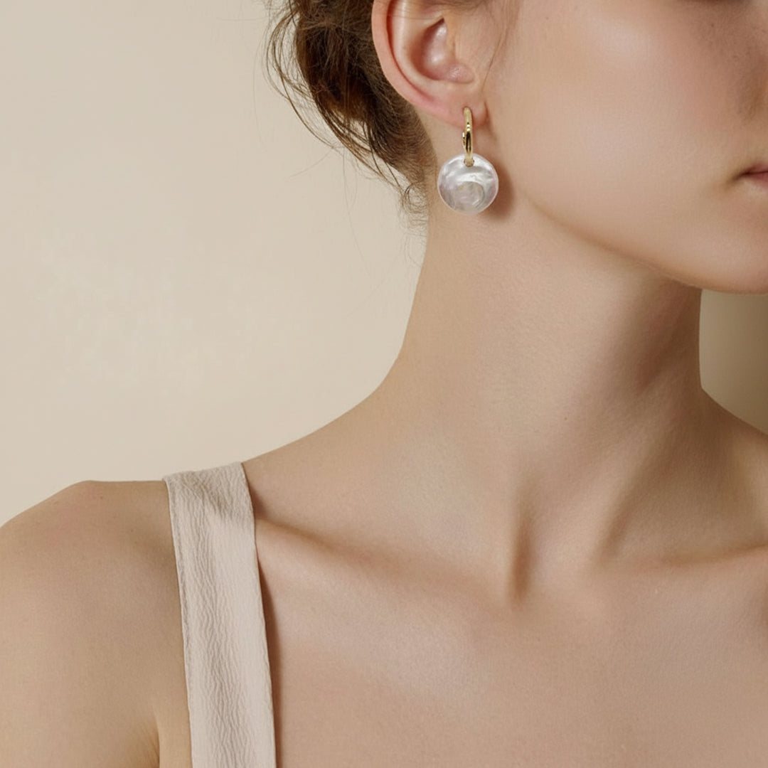 Luna Coin Pearl Hoops