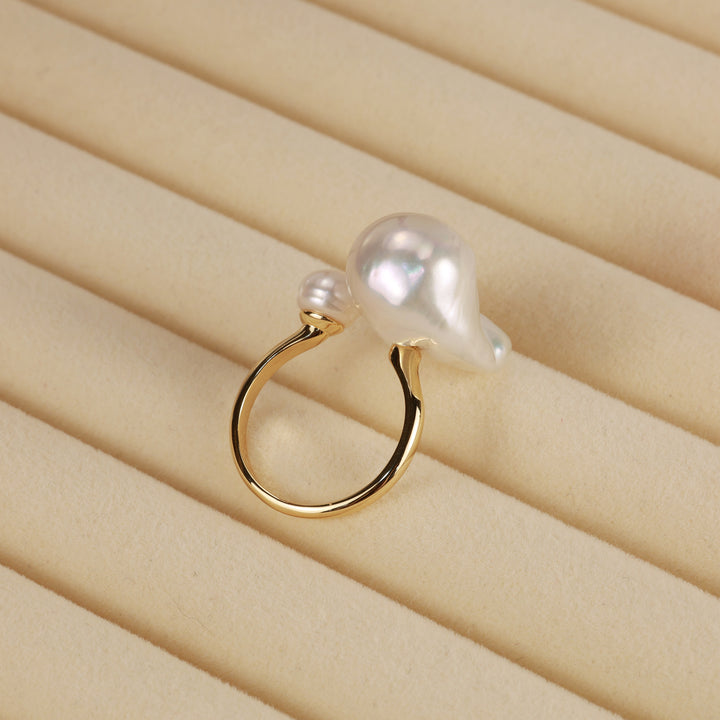 Twin Tide Baroque Pearl Ring