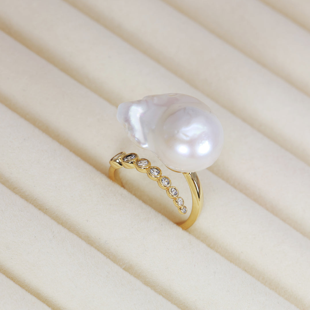 Starlit Splendor Baroque Pearl Ring