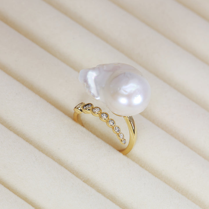 Starlit Splendor Baroque Pearl Ring