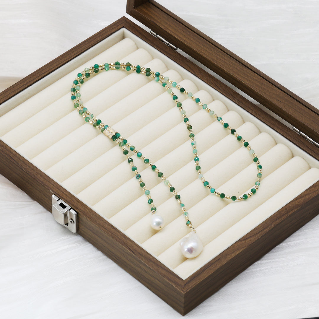Emerald Cascade Pearl Necklace