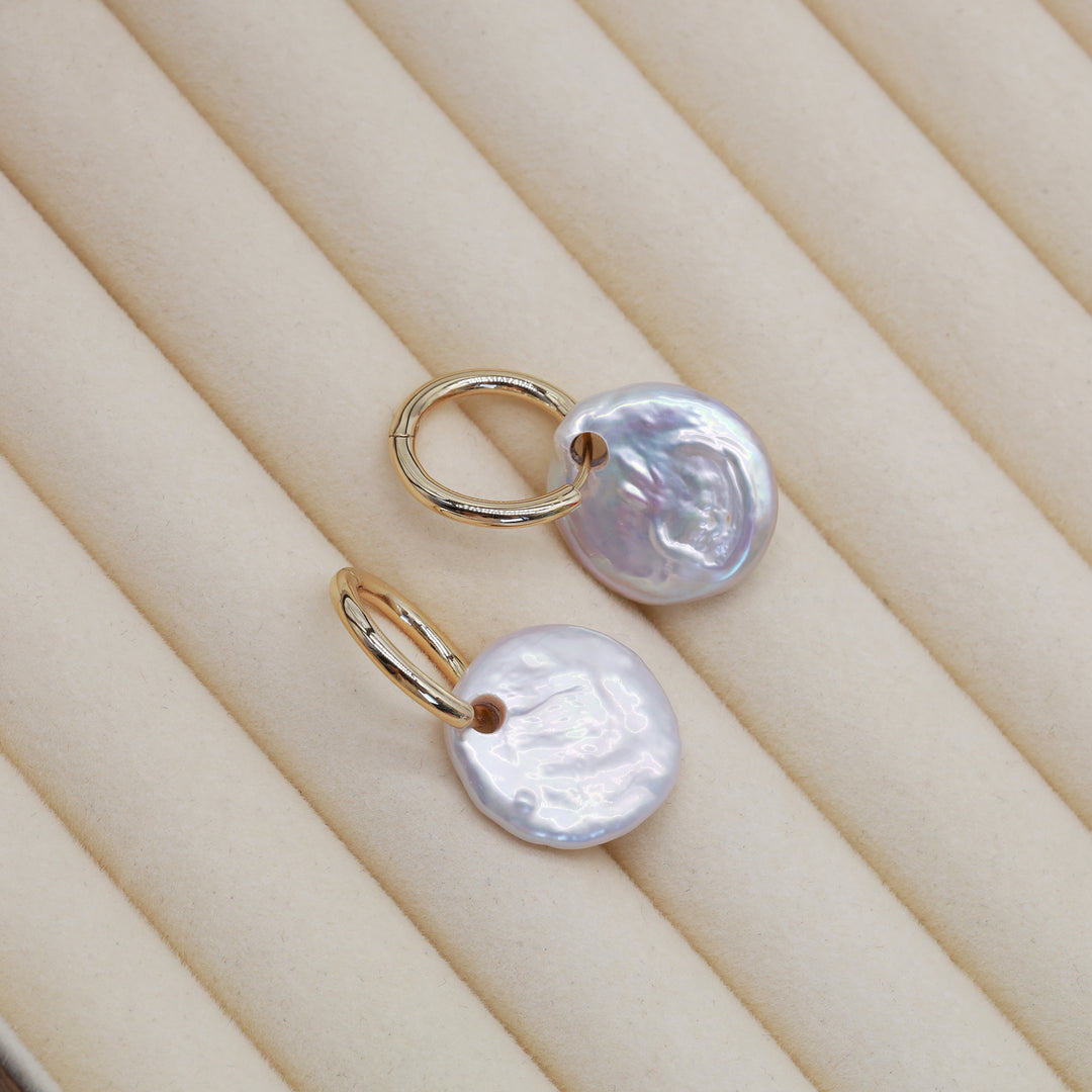 Luna Coin Pearl Hoops