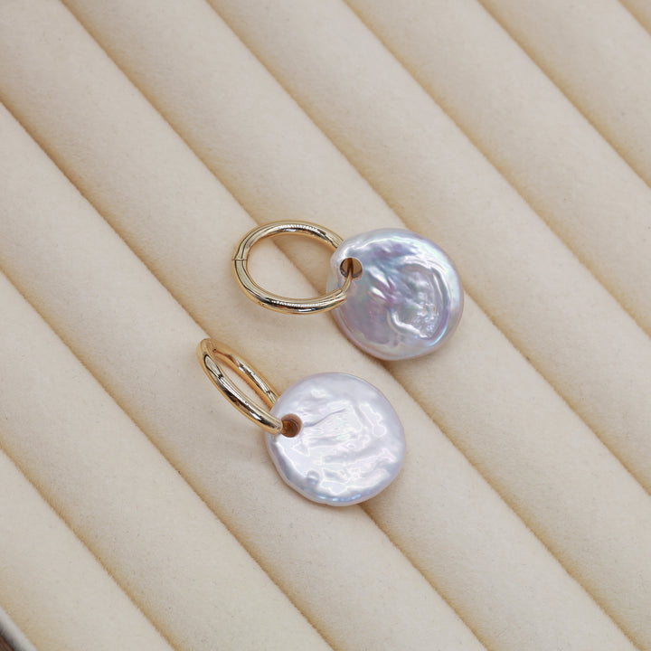 Luna Coin Pearl Hoops