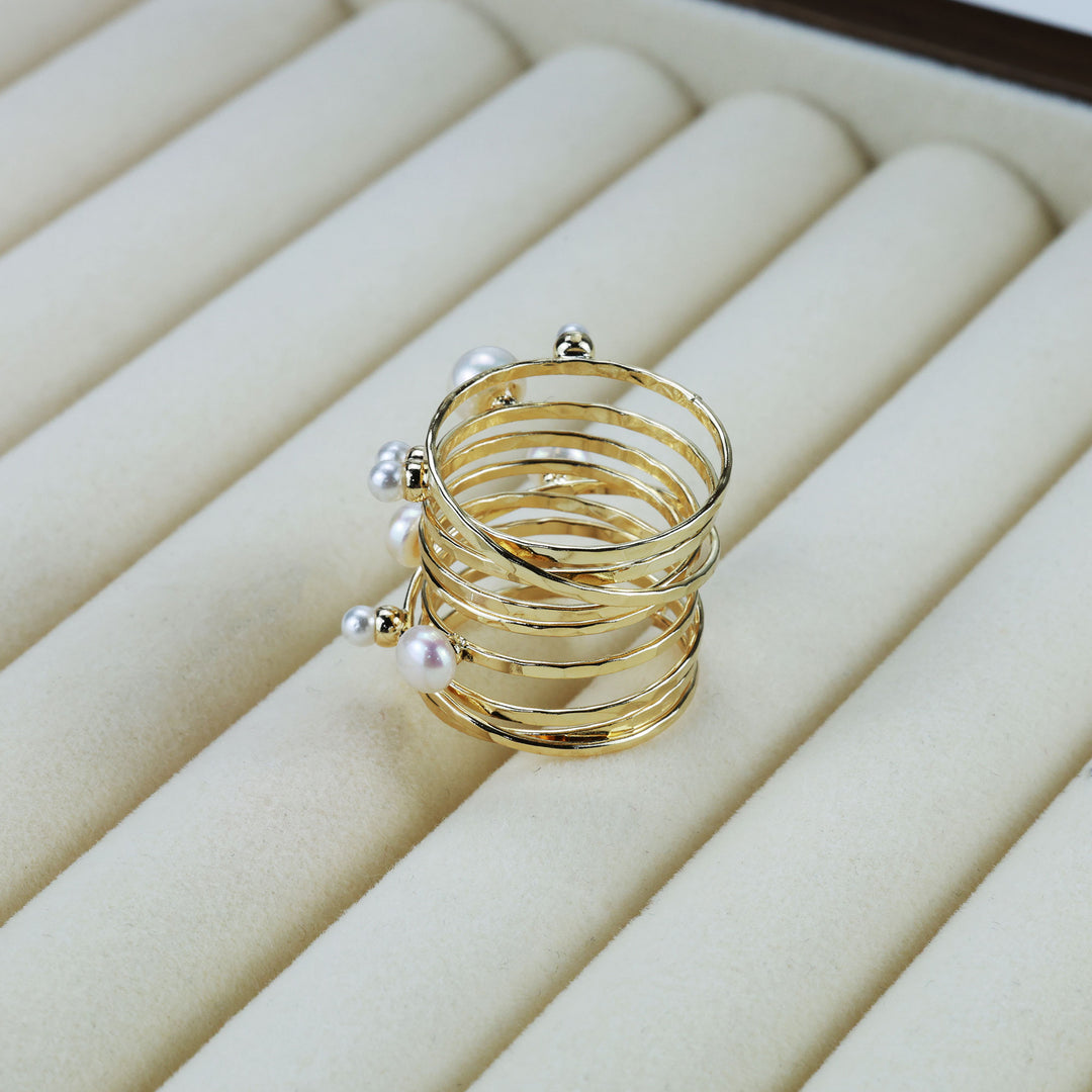 Caged Pearl Wrap Ring