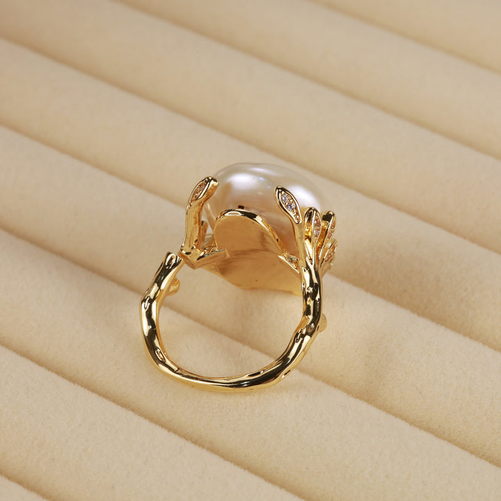 Golden Crown Pearl Ring