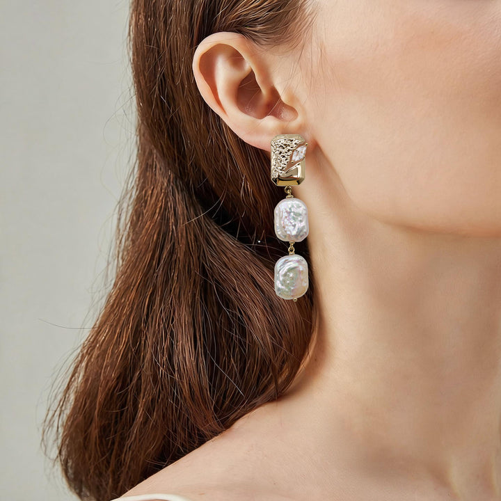 Layered Baroque Pearl Drop Earrings