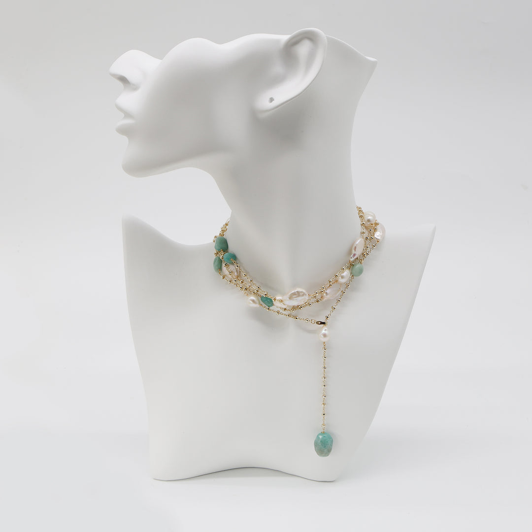 Aurelia Pearl & Jade Layered Necklace