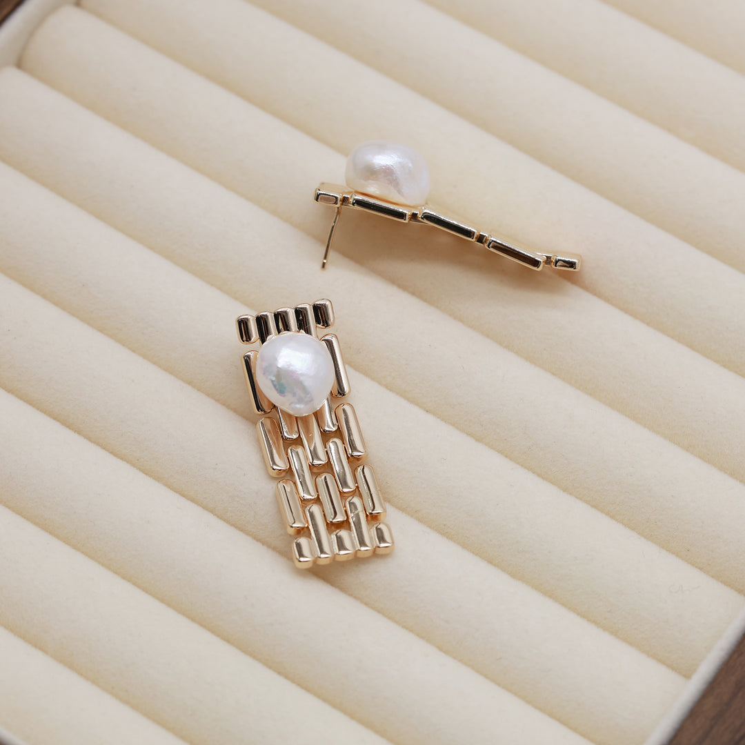Modular Link Pearl Earrings