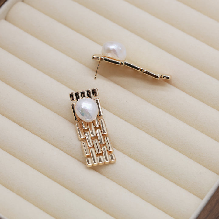 Modular Link Pearl Earrings