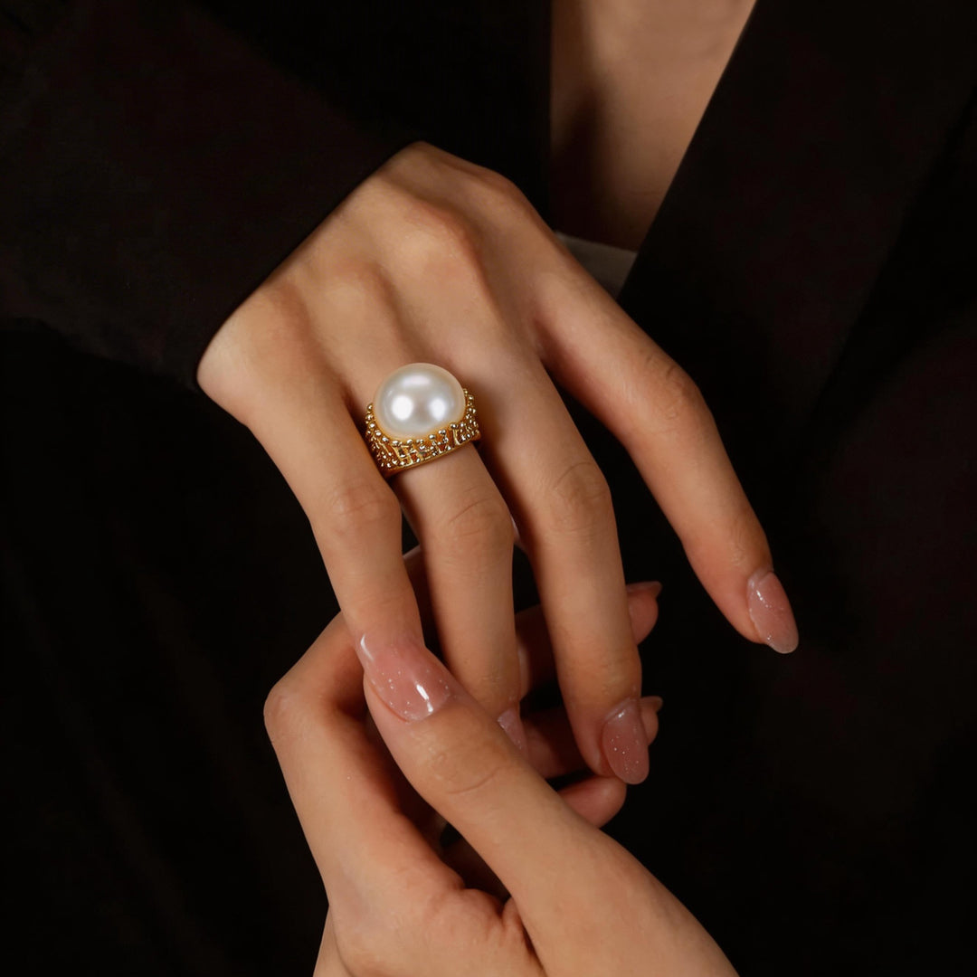 Crowned Pearl Statement Ring
