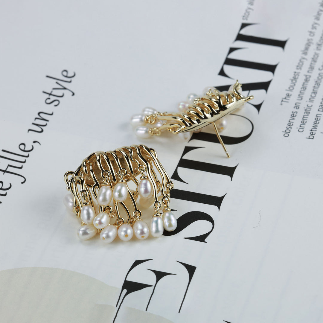 Pearl Fringe Tassel Earrings