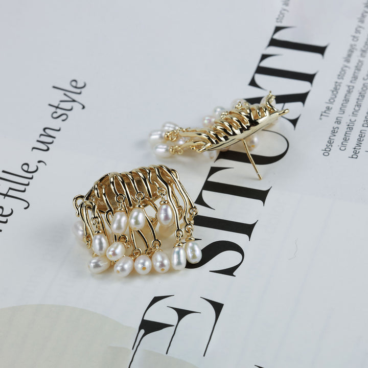 Pearl Fringe Tassel Earrings