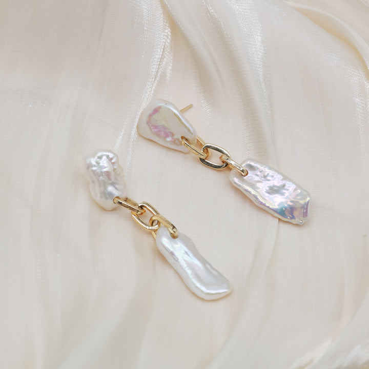 Baroque Stick Pearl Drop Earrings