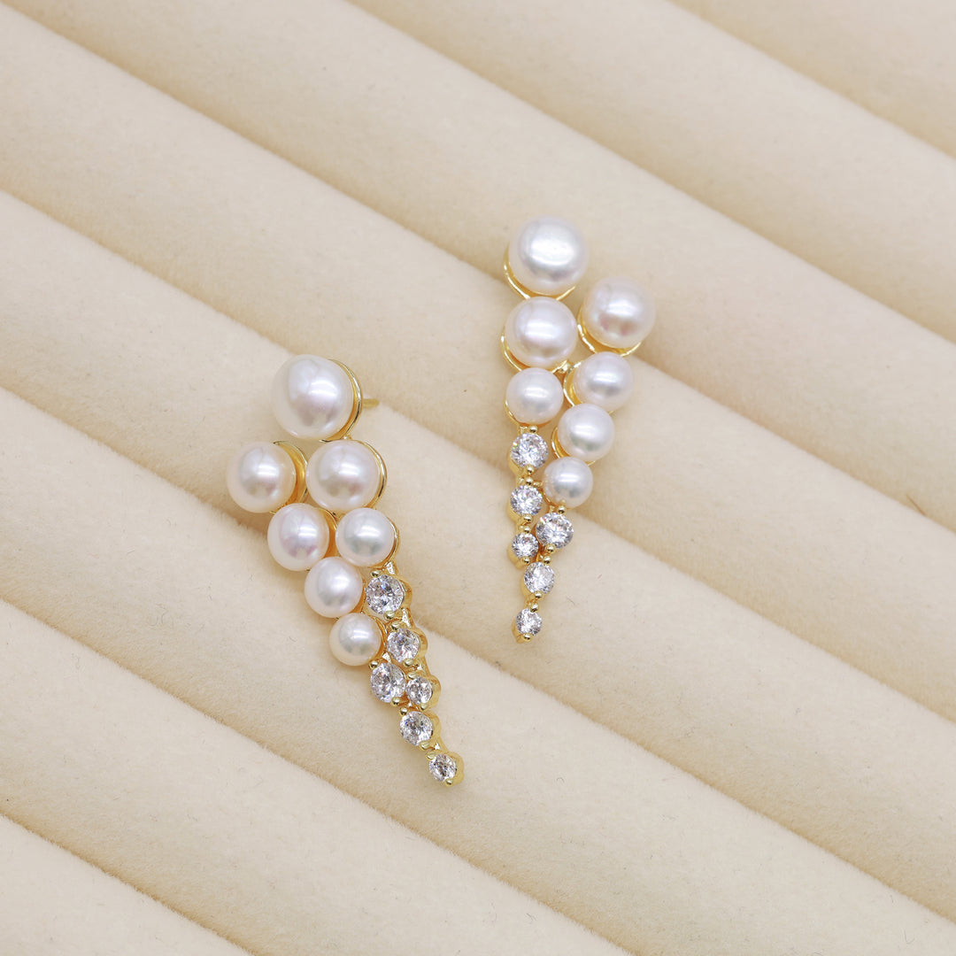 Pearl Cascade Crystal Earrings