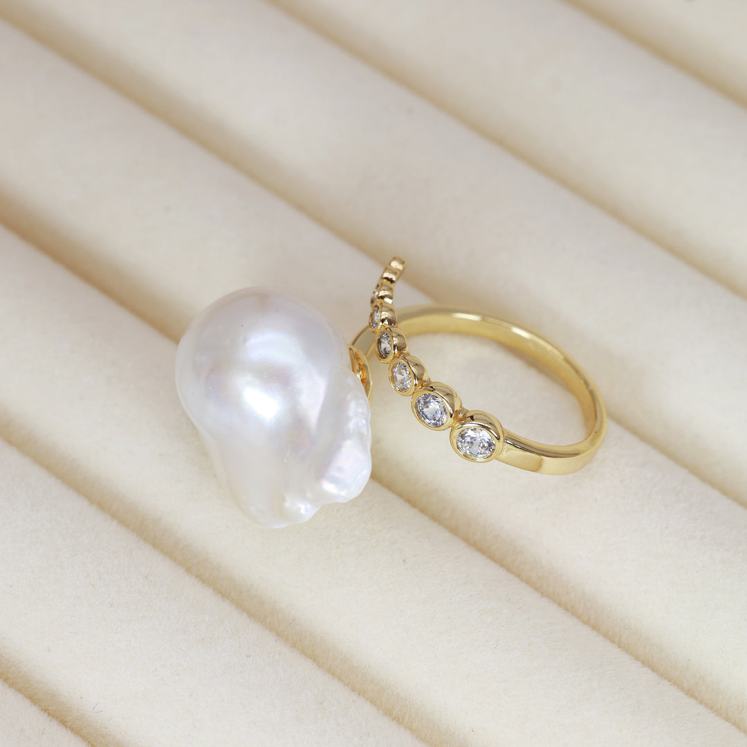 Starlit Splendor Baroque Pearl Ring