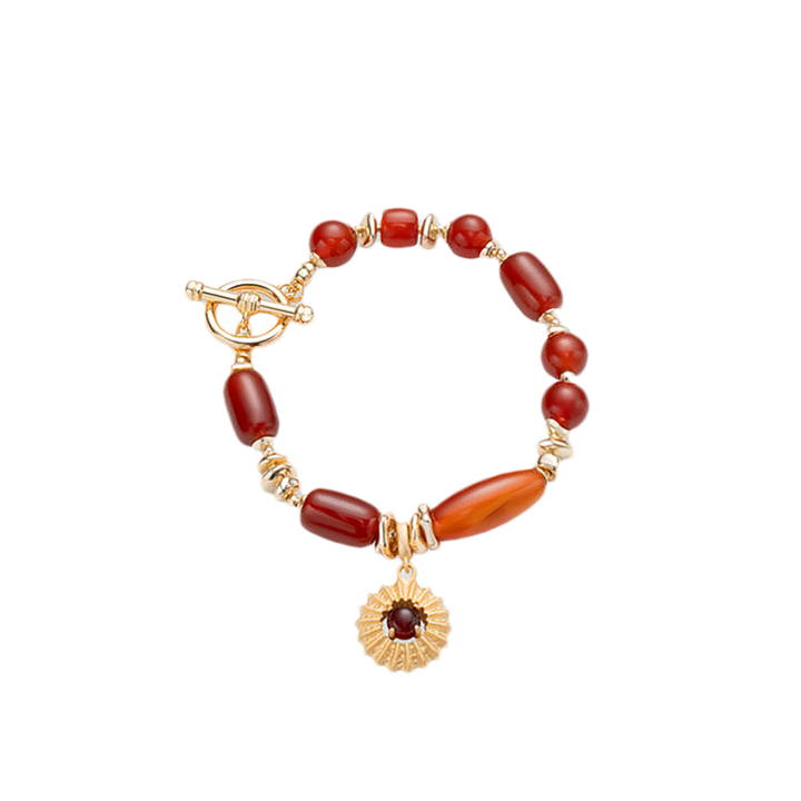 Sunburst Carnelian Bead Bracelet