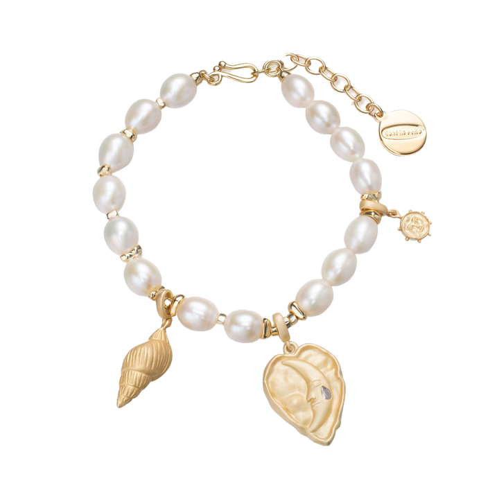 Moonlit Pearl & Shell Charm Bracelet