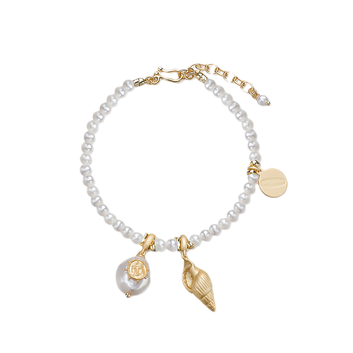 Golden Sun & Shell Pearl Bracelet