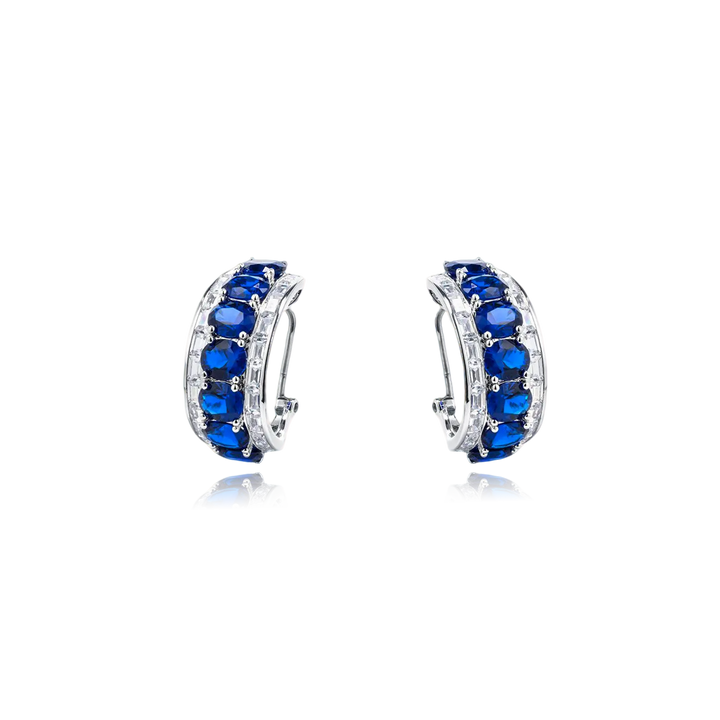 Sapphire Curve Silver Earrings