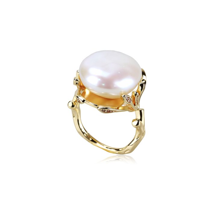 Golden Crown Pearl Ring