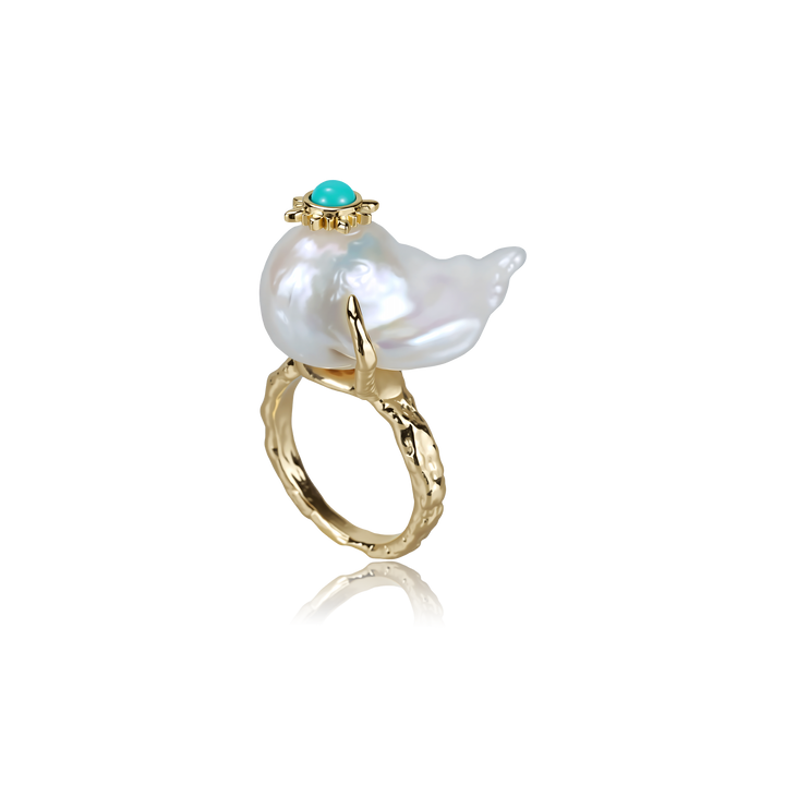 Turquoise Crown Baroque Pearl Ring