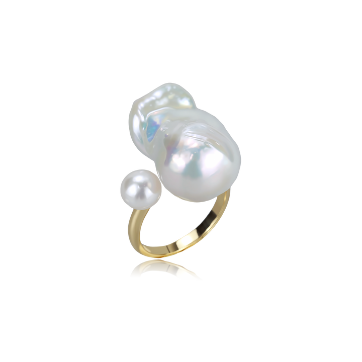 Twin Tide Baroque Pearl Ring