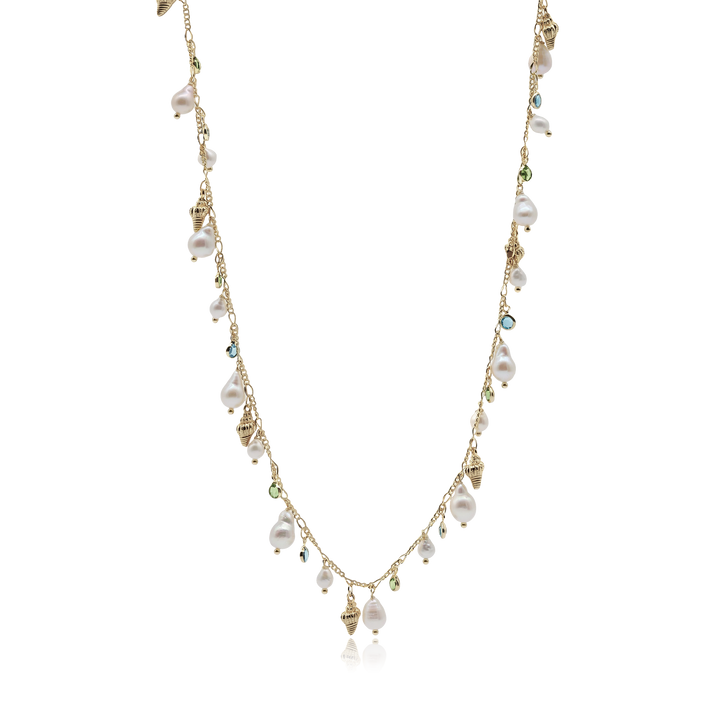 Ocean Whisper Pearl Charm Necklace