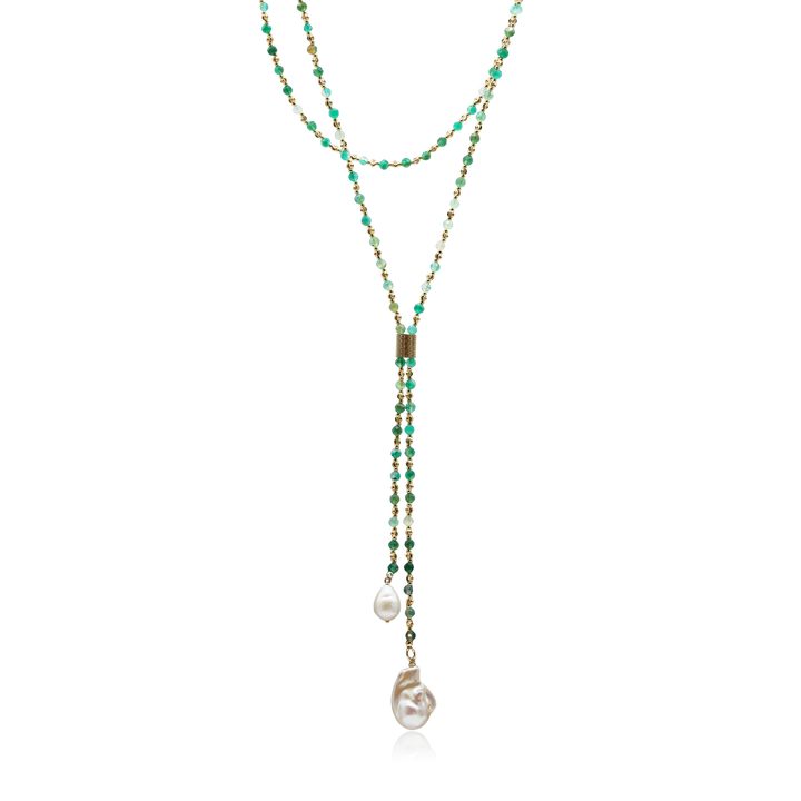 Emerald Cascade Pearl Necklace