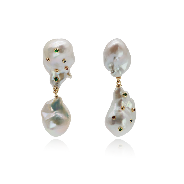 Dual Baroque Pearl Drop Earrings