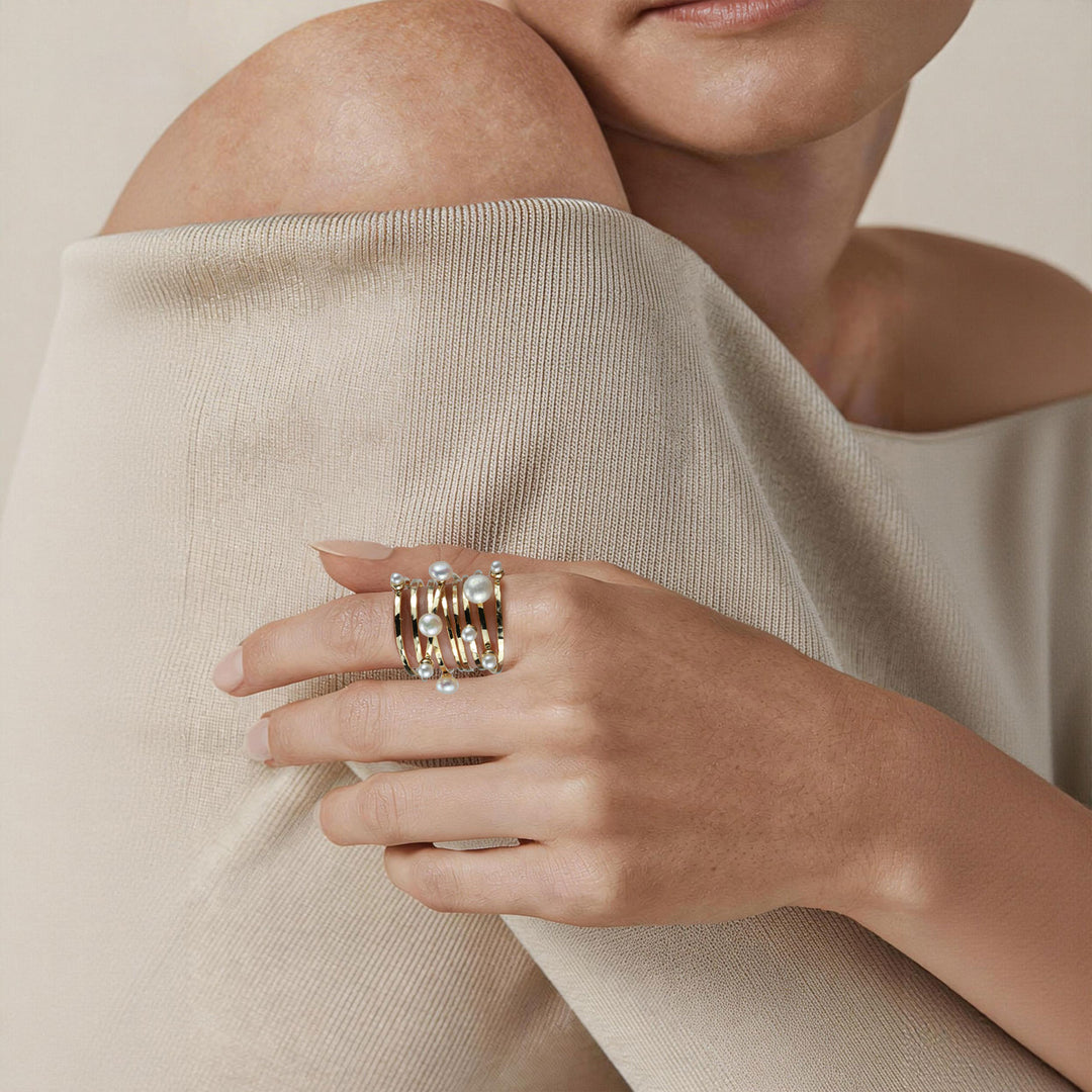 Caged Pearl Wrap Ring
