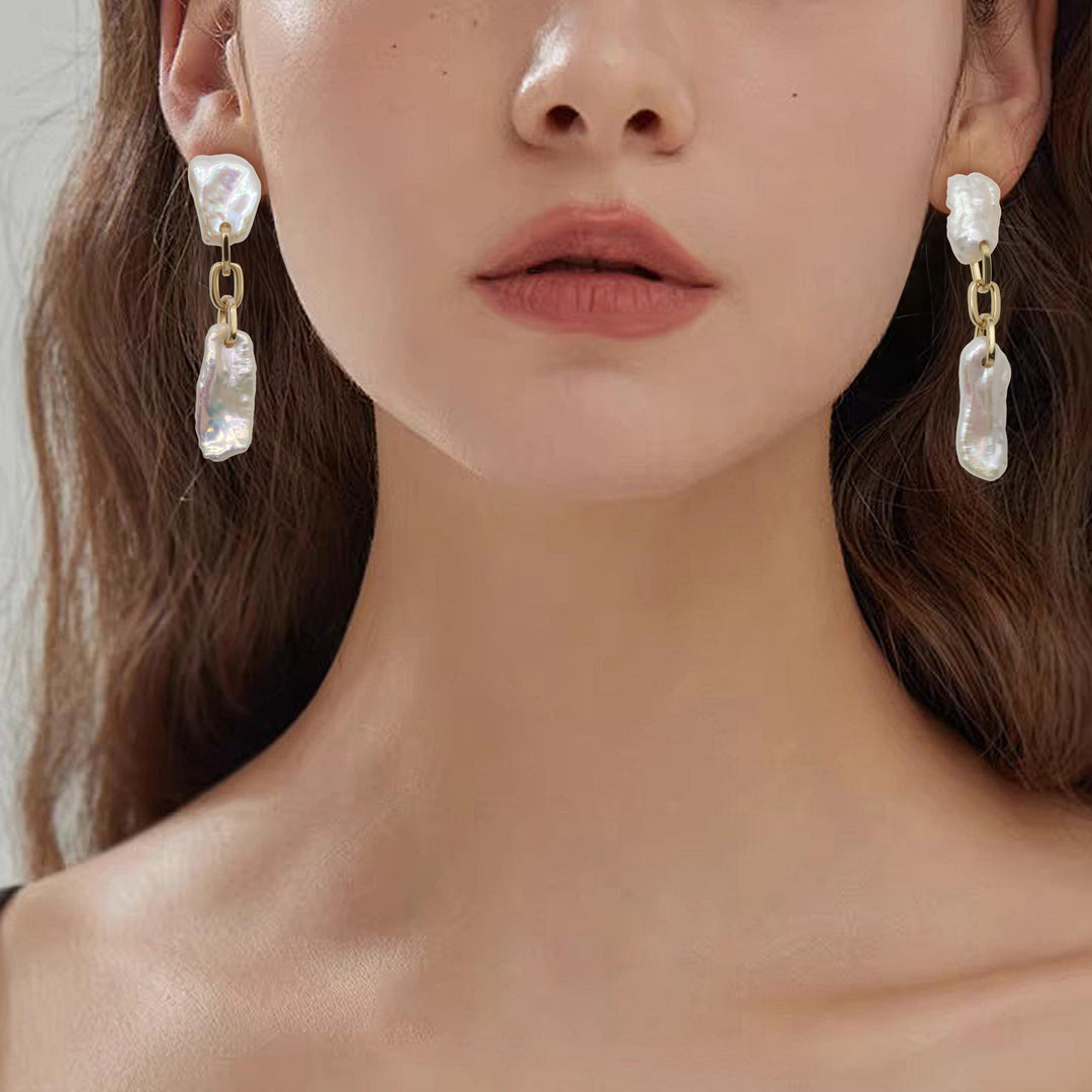 Baroque Stick Pearl Drop Earrings