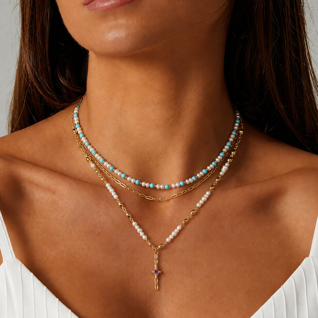 Ocean Mist Pearl & Gemstone Necklace