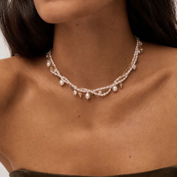 Ocean Garden Pearl Charm Necklace
