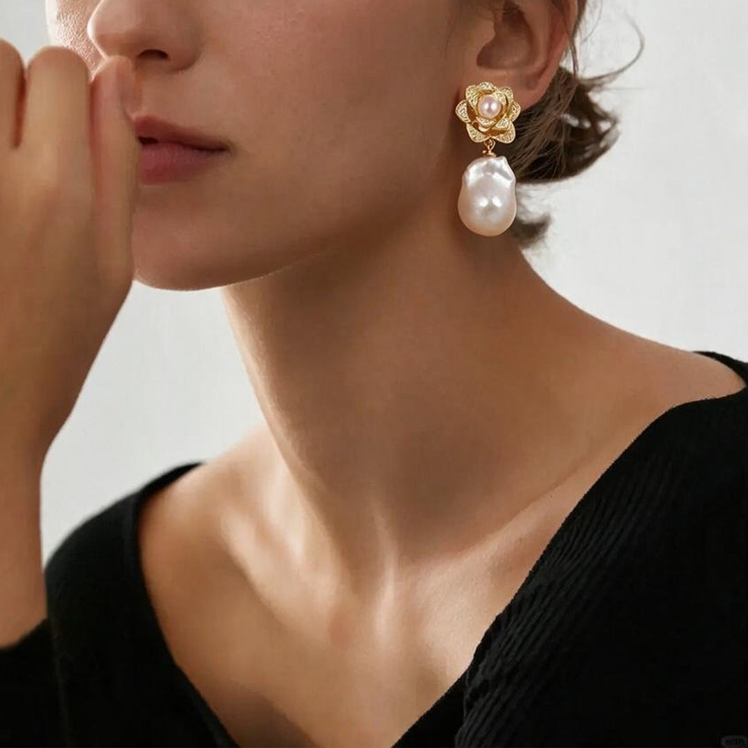 Rosalie Bloom Pearl Drop Earrings