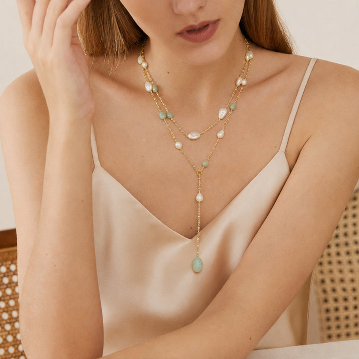Aurelia Pearl & Jade Layered Necklace