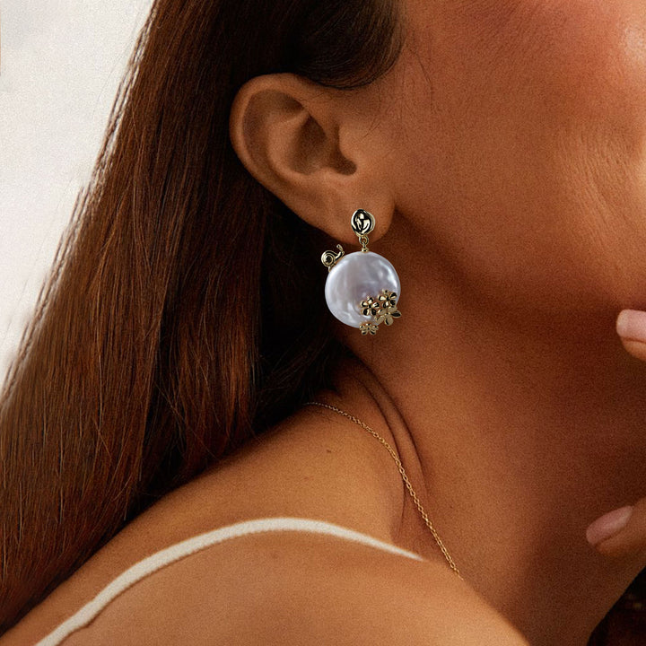 Floral Pearl Drop Earrings