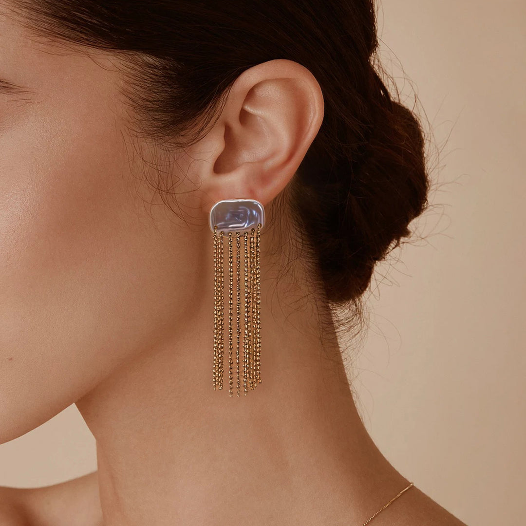 Celeste Pearl Fringe Earrings