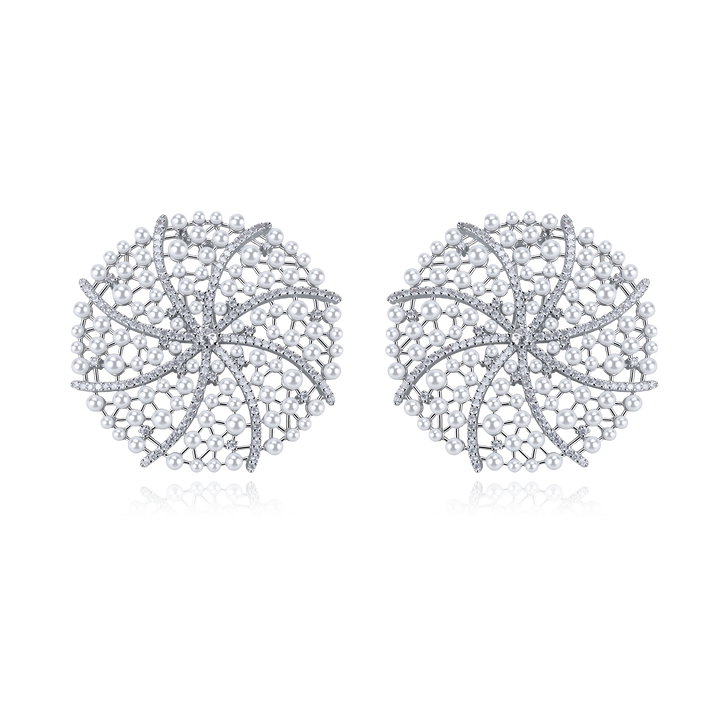 Aurora Web Statement Pearl Earrings