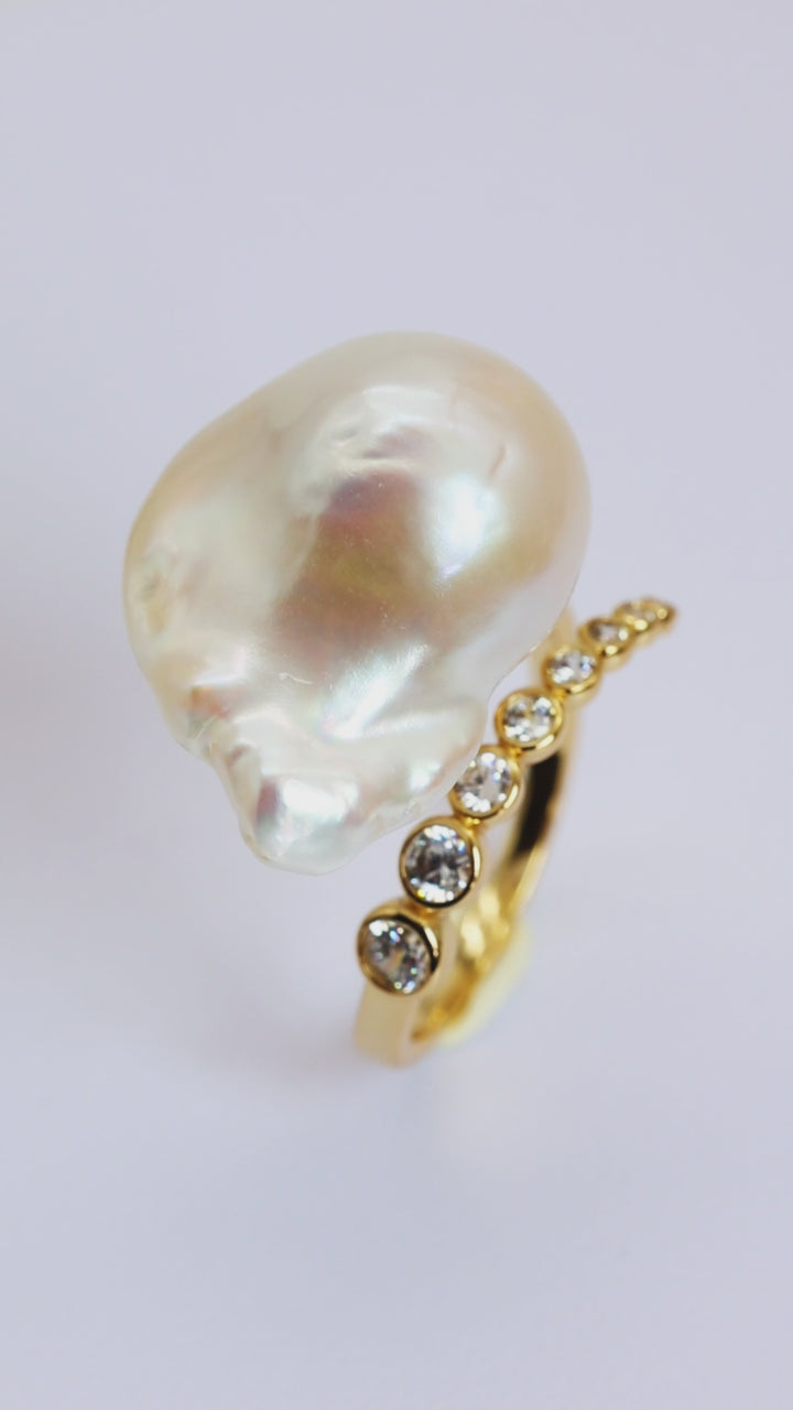 Starlit Splendor Baroque Pearl Ring